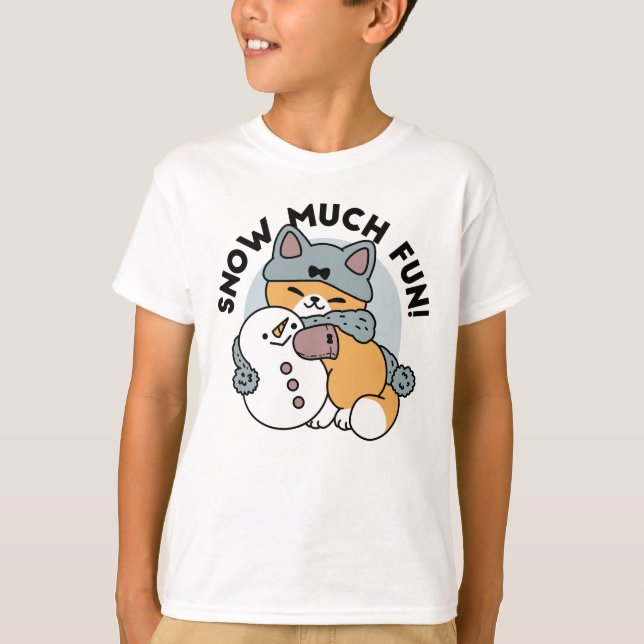 Snow Much Fun Cat Winter Holiday Design T-Shirt (Front)
