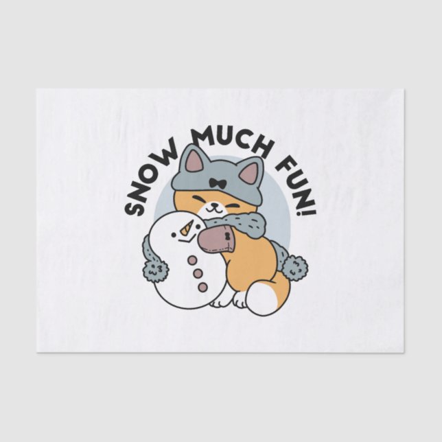 Snow Much Fun Cat Winter Holiday Design Tissue Paper (Front)