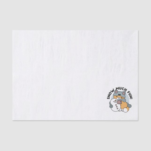 Snow Much Fun Cat Winter Holiday Design Tissue Paper (Front)