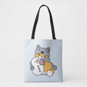 Snow Much Fun Cat Winter Holiday Design Tote Bag