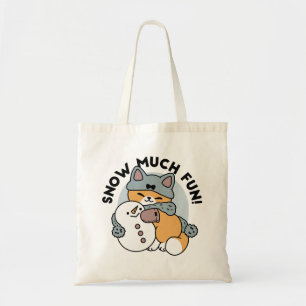 Snow Much Fun Cat Winter Holiday Design Tote Bag