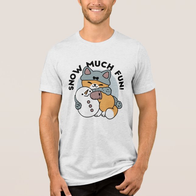 Snow Much Fun Cat Winter Holiday Design Tri-Blend Shirt (Front)