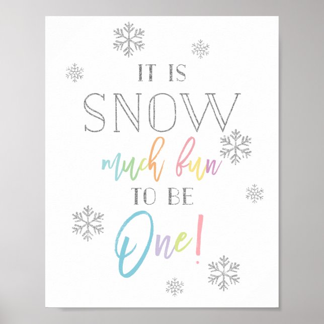 Snow Much Fun | Silver Rainbow | 1st Birthday Sign (Front)
