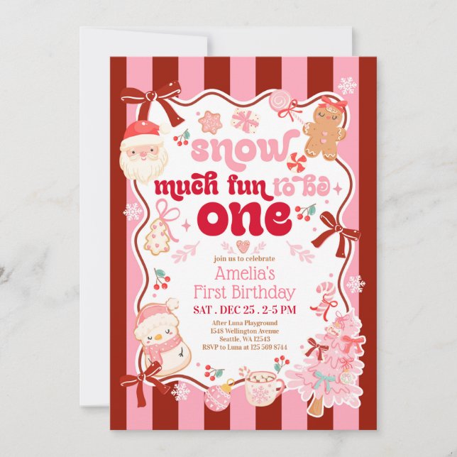 Snow Much Fun to be ONE First Birthday Invitation (Front)