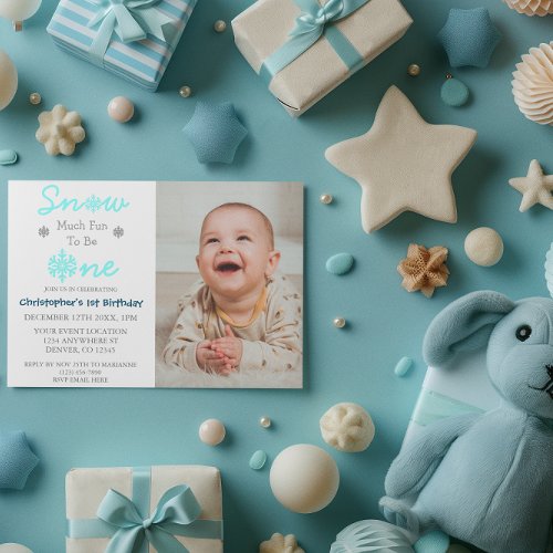 Snow Much Fun To Be One Winter 1st Birthday Invitation