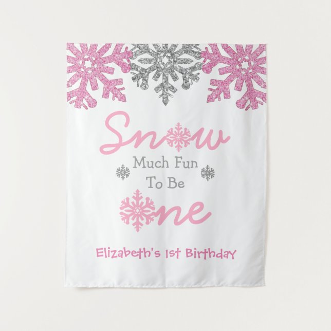 Snow Much Fun To Be One Winter 1st Birthday Tapestry (Front)