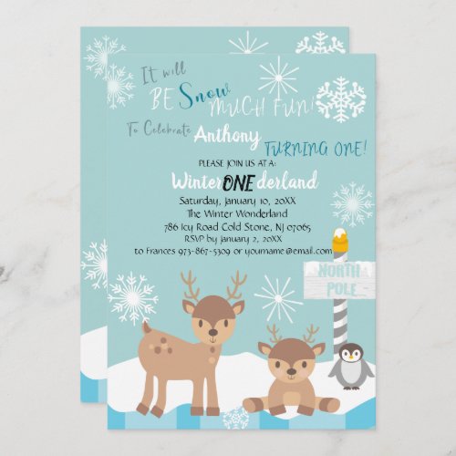 Snow Much Fun Turning One Birthday Invitation