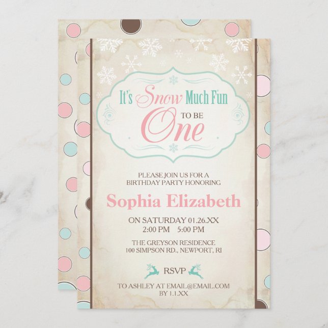 Snow Much Fun Winter Birthday Invite (Front/Back)