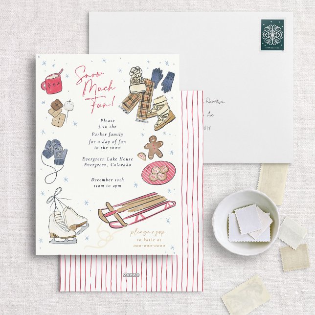Snow Much Fun Winter Party Watercolor Invitation (Creator Uploaded)