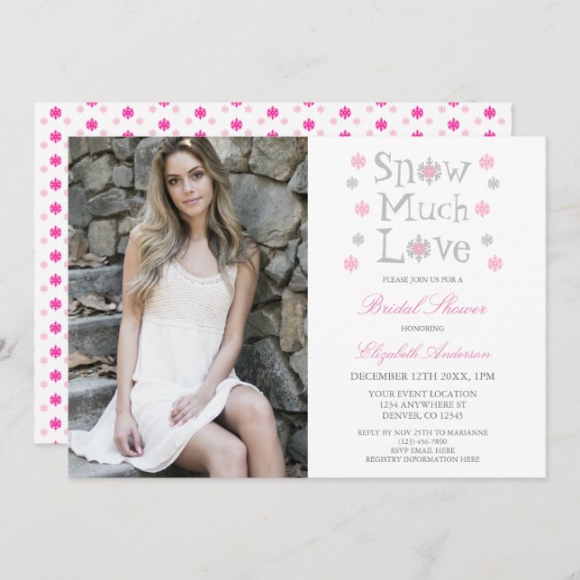Snow Much Love Snowflake Winter Bridal Shower Invitation (Front/Back)