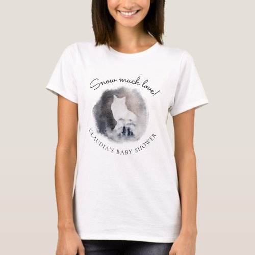 Snow Much Love Winter Fox Forest Baby Shower T_Shirt