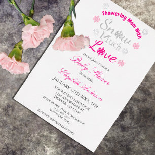Snow Much Love Winter Snowflake Baby Shower Foil Invitation