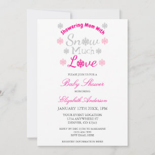 Snow Much Love Winter Snowflake Baby Shower Invitation