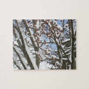 Snow on a Japanese Maple --- Jigsaw Puzzle