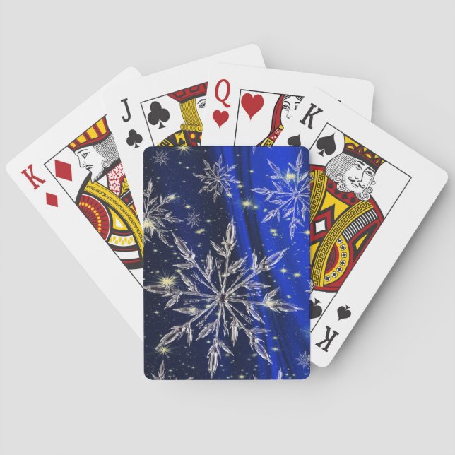 Snow on blue background poker cards (Back)