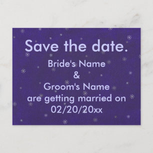 Snow on blue, Save the date postcards
