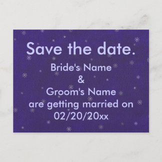 Snow on blue, Save the date postcards
