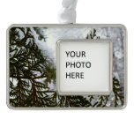 Snow on Evergreen Branches Christmas Ornament
