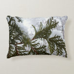 Snow on Evergreen Branches Decorative Pillow