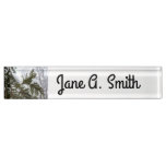 Snow on Evergreen Branches Desk Name Plate