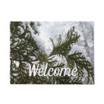 Snow on Evergreen Branches Doormat