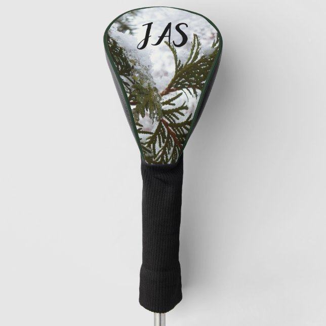 Snow on Evergreen Branches Golf Head Cover (Front)