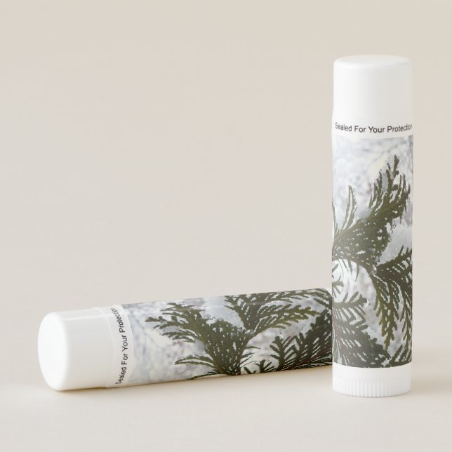 Snow on Evergreen Branches Lip Balm (Front)