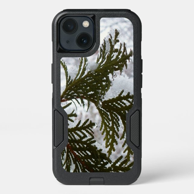 Snow on Evergreen Branches Otterbox iPhone Case (Back)