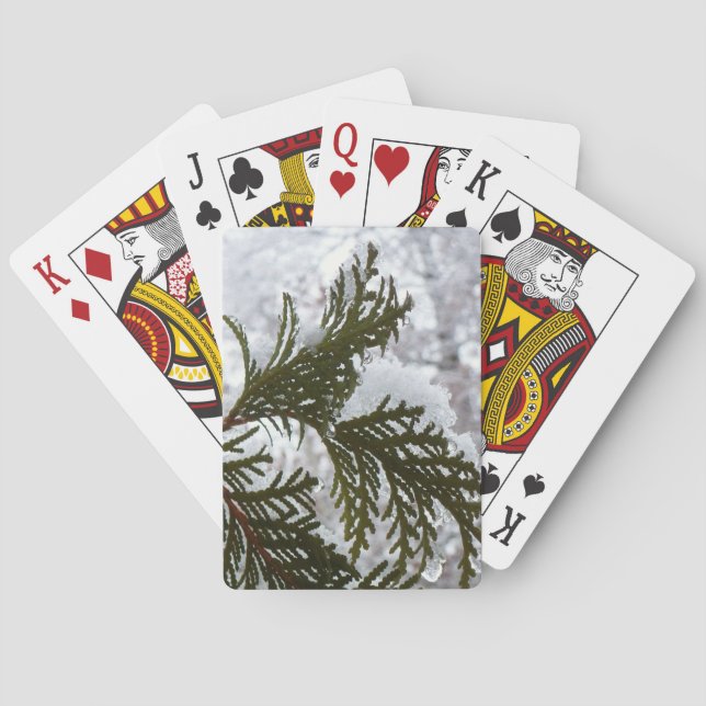 Snow on Evergreen Branches Poker Cards (Back)