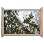 Snow on Evergreen Branches Serving Tray