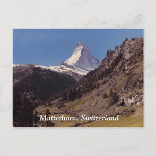 Snow on Matterhorn Blue Sky Alpine Forest Postcard