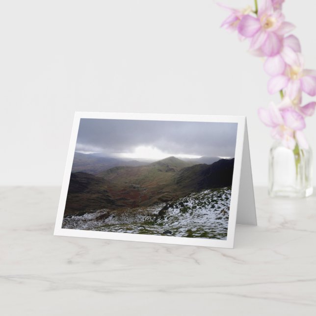 Snow on Mount Snowdon Landscape, Wales Card (Orchid)