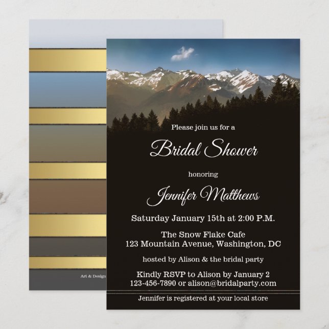 Snow on Mountain Winter Bridal Shower Invitation (Front/Back)