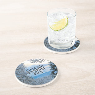 Snow on Pine Trees in Colorado Rocky Mountains Dri Coaster
