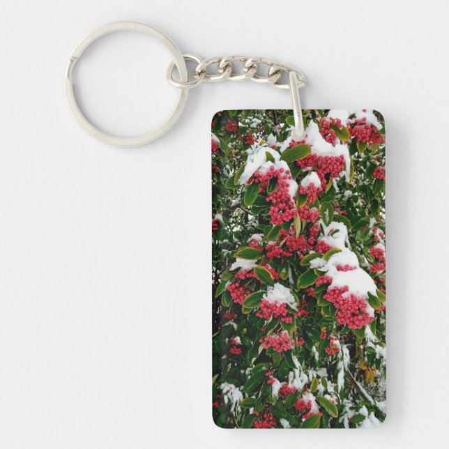 Snow , on the red berries  keychain (Front)