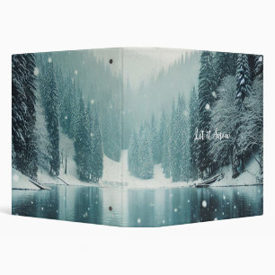 Snow on the winter, mountain lake 3 ring binder