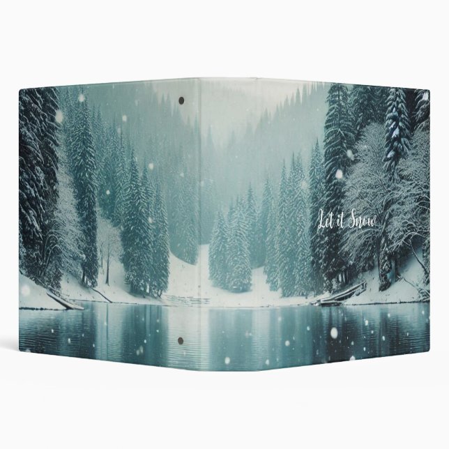 Snow on the winter, mountain lake 3 ring binder (Background)