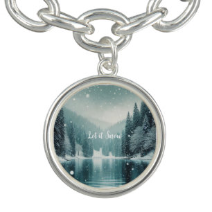 Snow on the winter, mountain lake bracelet