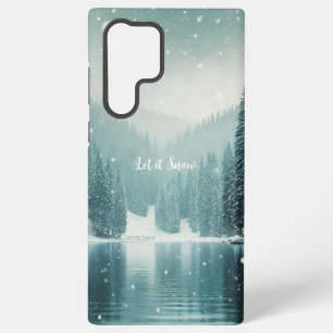 Snow on the winter, mountain lake samsung galaxy s22 ultra case