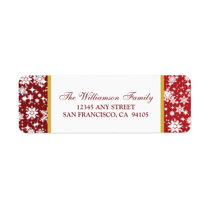Snow Ornaments Holiday Address Labels (red) 
