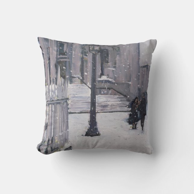 Snow outside St. Paul's 2009 Throw Pillow (Front)