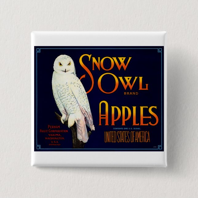 Snow Owl Apples Button (Front)