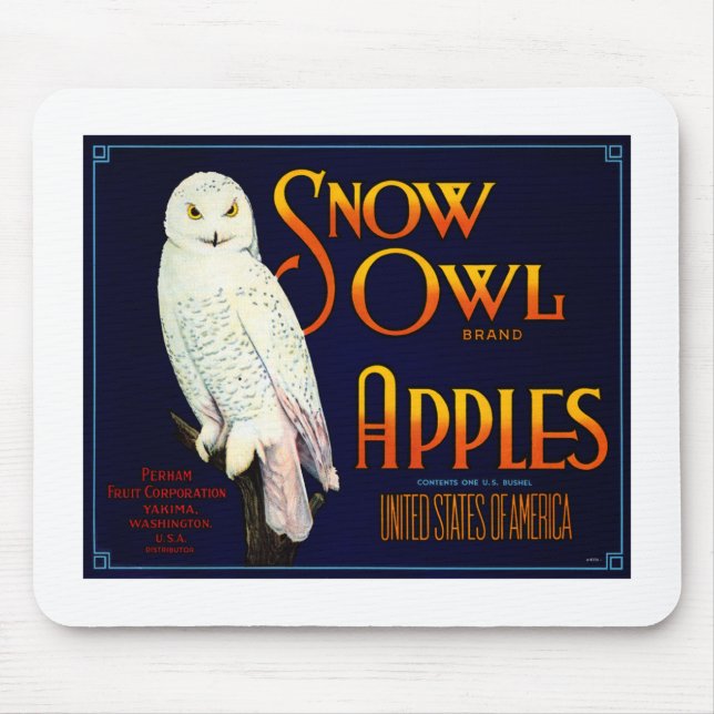 Snow Owl Apples Mouse Pad (Front)