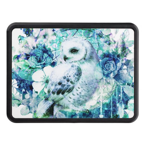 Snow Owl Dreamcatcher Green and Teal Blue Floral Hitch Cover