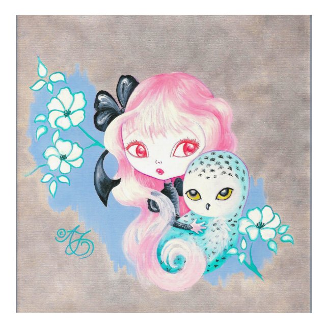 Snow Owl Friend Acrylic Print (Front)