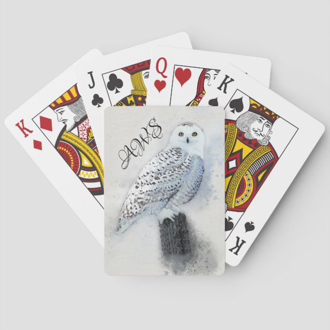 Snow Owl on Post Monogram Poker Cards (Back)