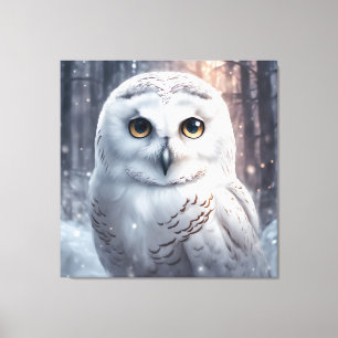 Snow Owl- Premium Wrapped Canvas (Gloss) Print