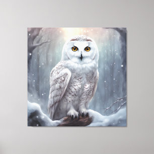 Snow Owl- Premium Wrapped Canvas (Gloss) Print