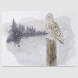 Snow Owl Watercolor Art Tissue Paper