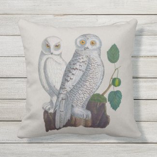 Snow Owls Arctic Conservation Outdoor Pillow 16x16